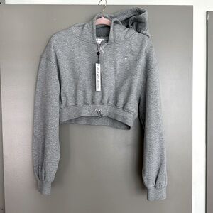 NWT 🍋 FOR LOVE AND LEMONS Cropped Grey Hooded Sweater, M